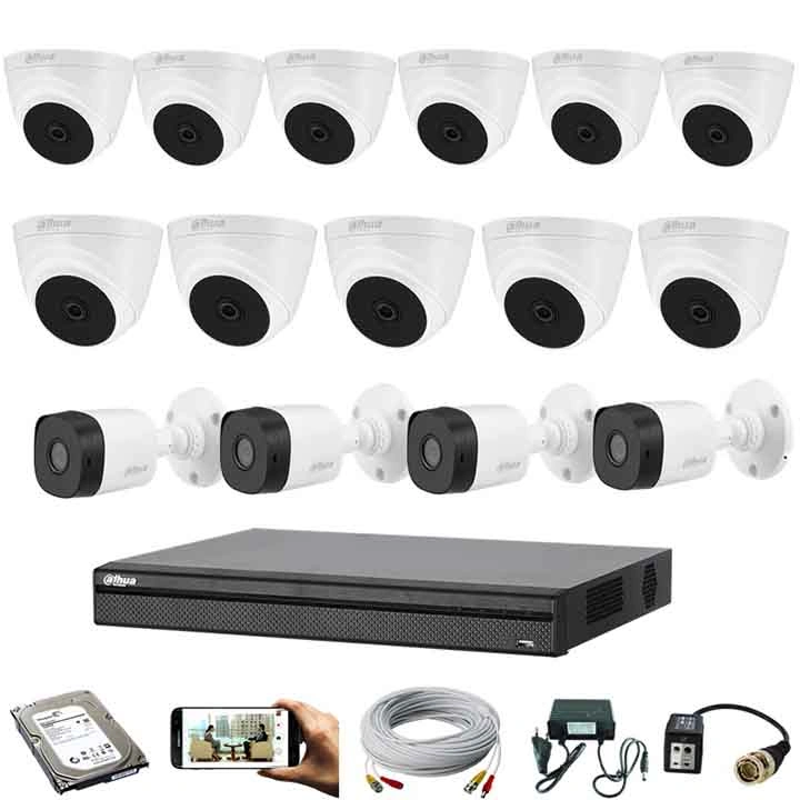 15 pcs 2MP Full Color Audio Dahua cctv camera package
